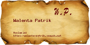 Walenta Patrik névjegykártya
